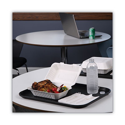 Boardwalk Bagasse Food Containers, Hinged-Lid, 1-Compartment 9 x 6 x 3.19, White, 125/Sleeve, 2 Sleeves/Carton (BWKHINGEWFHG1C9)