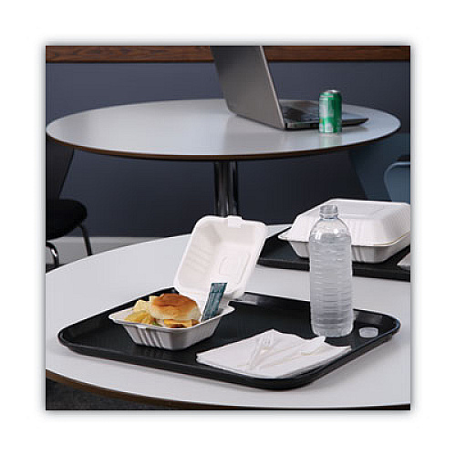 Boardwalk Bagasse Food Containers, Hinged-Lid, 1-Compartment 6 x 6 x 3.19, White, 125/Sleeve, 4 Sleeves/Carton (BWKHINGEWF1CM6)