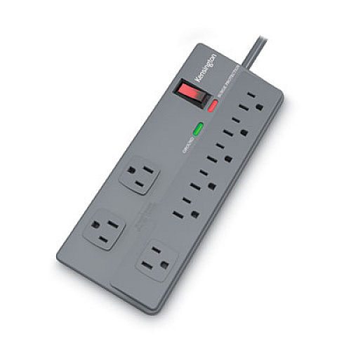 Kensington Guardian Premium Surge Protector, 8 Outlets, 6 ft Cord, 1080 Joules, Gray (38218)