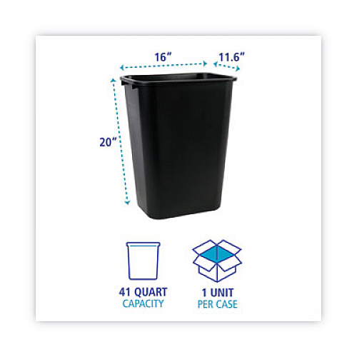 Boardwalk Soft-Sided Wastebasket, 41 qt, Plastic, Black (41QTWBBLA)