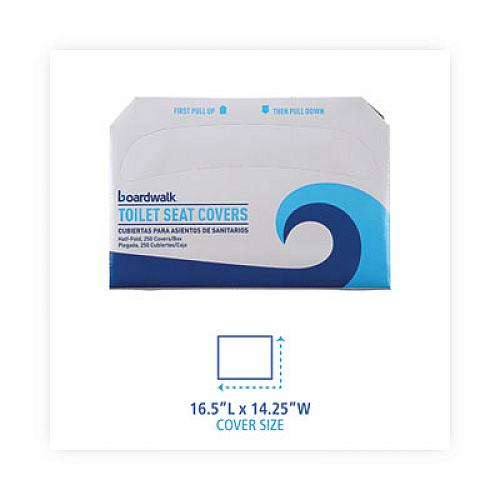 Boardwalk Premium Half-Fold Toilet Seat Covers, 14.17 x 16.73, White, 250/Sleeve, 20 Sleeves/Carton (K5000B)