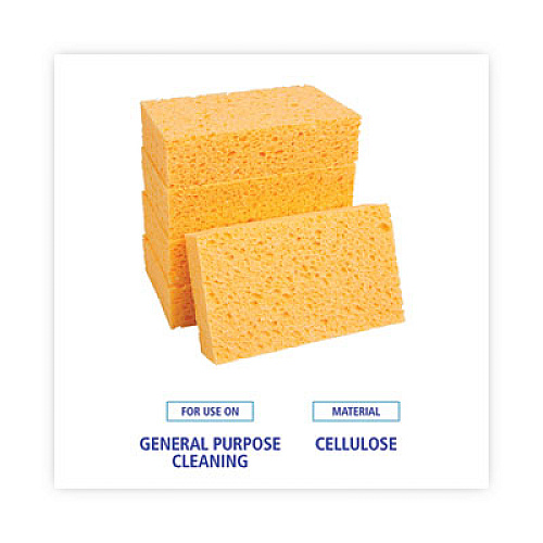 Boardwalk Medium Cellulose Sponge, 3.67 x 6.08, 1.55" Thick, Yellow, 24/Carton (CS2)