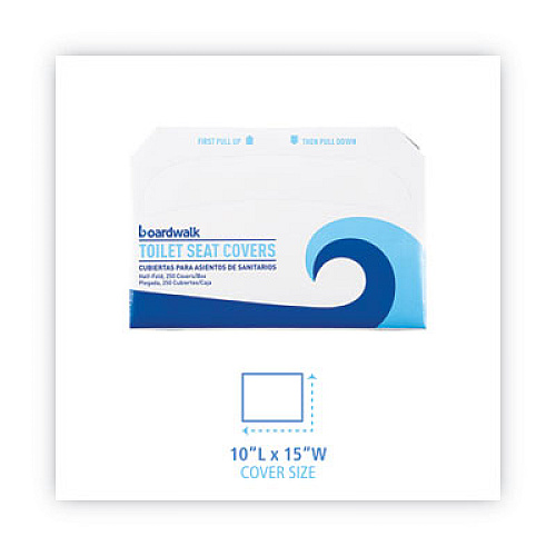 Boardwalk Premium Half-Fold Toilet Seat Covers, 14.17 x 16.73, White, 250/Sleeve, 10 Sleeves/Carton (K2500B)