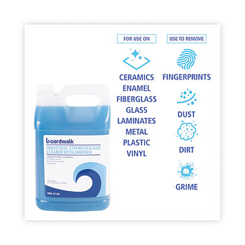 Boardwalk Industrial Strength Glass Cleaner with Ammonia, 1 gal Bottle (4714AEA)
