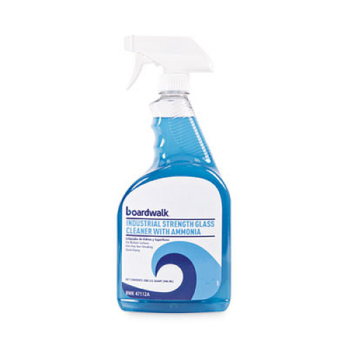 Boardwalk Industrial Strength Glass Cleaner with Ammonia, Unscented, 32 oz Trigger Spray Bottle, 12/Carton (47112A)