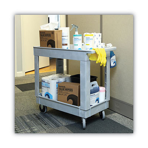 Boardwalk Utility Cart, Two-Shelf, 16w x 34d, Swivel Casters, Resin, Gray (BWK3416UCGRA)