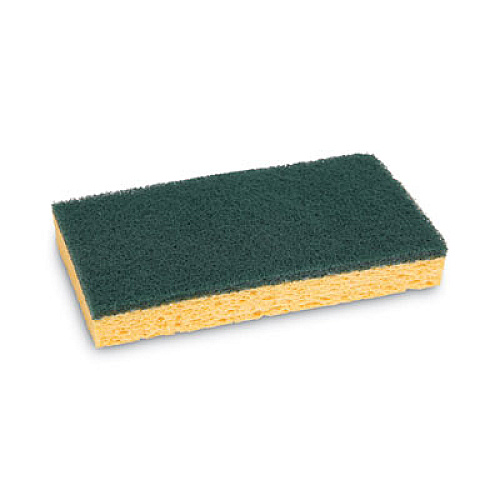 Boardwalk Medium-Duty Scrubbing Sponge, Individually Wrapped, 3.6 x 6.1, 0.75" Thick, Yellow/Green, 20/Carton (174)