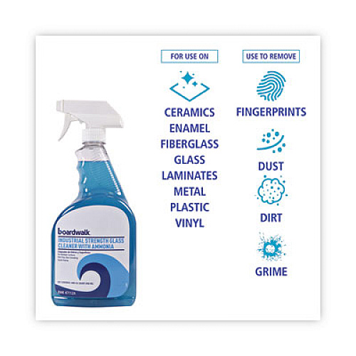 Boardwalk Industrial Strength Glass Cleaner with Ammonia, Unscented, 32 oz Trigger Spray Bottle (47112AEA)