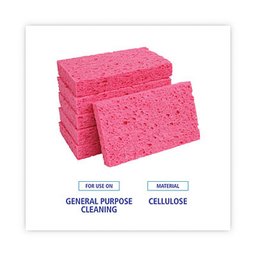Boardwalk Small Cellulose Sponge, 3.6 x 6.5, 0.9" Thick, Pink, 2/Pack, 24 Packs/Carton (CS1A)