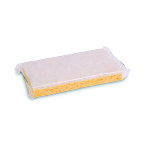 Boardwalk Light-Duty Scrubbing Sponge, Individually Wrapped, 3.6 x 6.1, 0.7" Thick, Yellow/White, 20/Carton (16320)