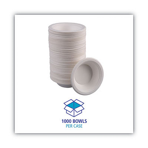 Boardwalk Bagasse Dinnerware, Bowl, 12 oz, White, 1,000/Carton (BWKBOWLWF12)