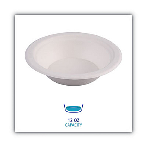 Boardwalk Bagasse Dinnerware, Bowl, 12 oz, White, 1,000/Carton (BWKBOWLWF12)