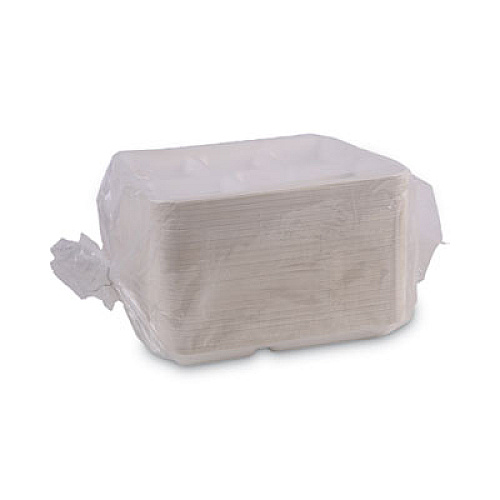 Boardwalk Bagasse Dinnerware, 5-Compartment Tray, 8 x 12, White, 500/Carton (BWKTRAYWF128)