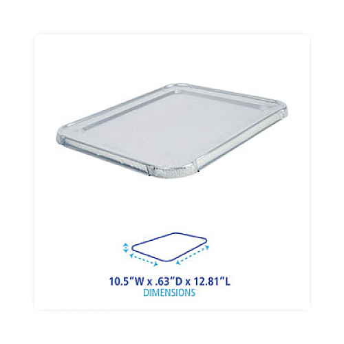 Boardwalk Aluminum Steam Table Pan Lids, Fits Half-Size Deep Pan, 290 Gauge, 0.63" Deep, 10.5 x 12.81, 100/Carton (LIDSTEAMHF)