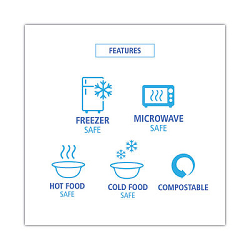 Boardwalk Bagasse Dinnerware, 5-Compartment Tray, 8 x 12, White, 500/Carton (BWKTRAYWF128)