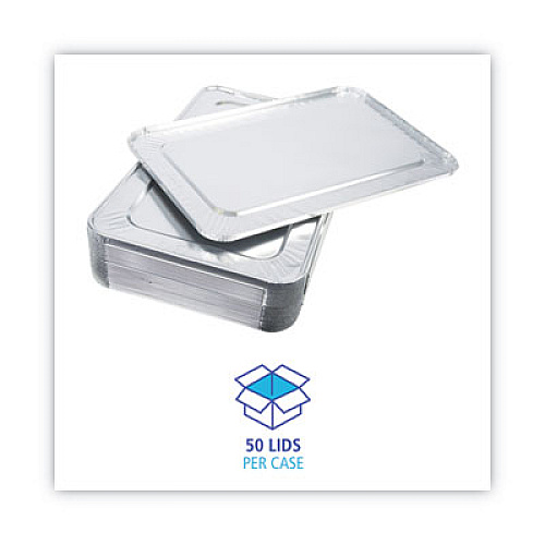 Boardwalk Aluminum Steam Table Pan Lids, Fits Full-Size Deep Pan, 380 Gauge, 0.63" Deep, 12.88 x 20.81, 50/Carton (LIDSTEAMFL)