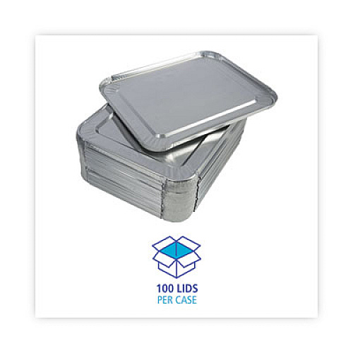 Boardwalk Aluminum Steam Table Pan Lids, Fits Half-Size Deep Pan, 290 Gauge, 0.63" Deep, 10.5 x 12.81, 100/Carton (LIDSTEAMHF)