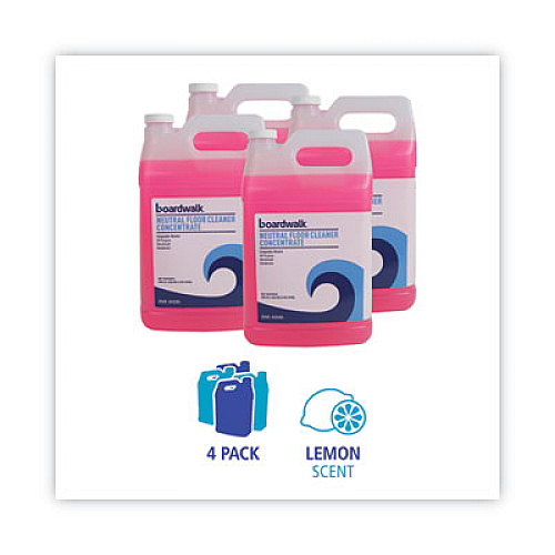 Boardwalk Neutral Floor Cleaner Concentrate, Lemon Scent, 1 gal Bottle, 4/Carton (4404N)
