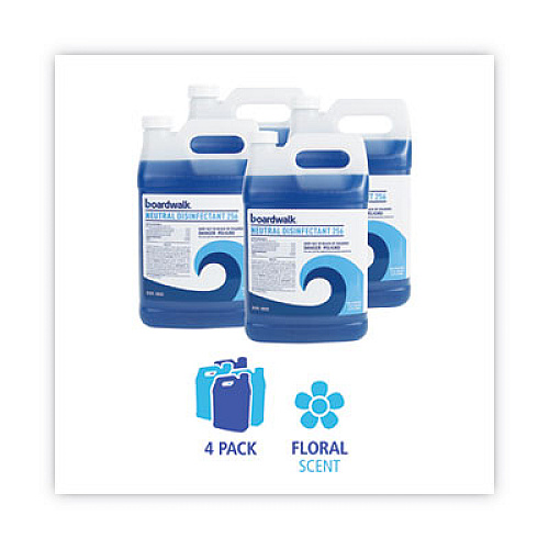 Boardwalk Neutral Disinfectant, Floral Scent, 1 gal Bottle, 4/Carton (BWK4800)