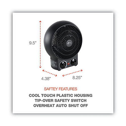 Alera Heater Fan, 8.25" x 4.38" x 9.38", Black (ALEHEFF10B)