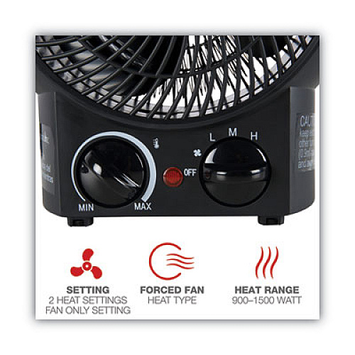 Alera Heater Fan, 8.25" x 4.38" x 9.38", Black (ALEHEFF10B)