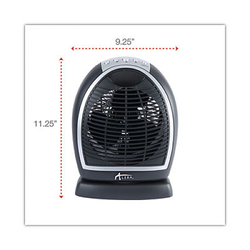Alera Digital Fan-Forced Oscillating Heater, 1500W, 9.25" x 7" x 11.75", Black (ALEHEFF12B)