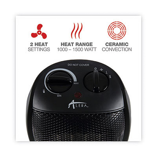 Alera Ceramic Heater, 1,500 W, 7.12 x 5.87 x 8.75, Black (HECH09)