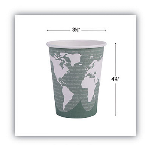 Eco-Products World Art Renewable and Compostable Hot Cups, 12 oz, Gray, 50/Pack, 10 Pack/Carton (EPBHC12WAPKC)