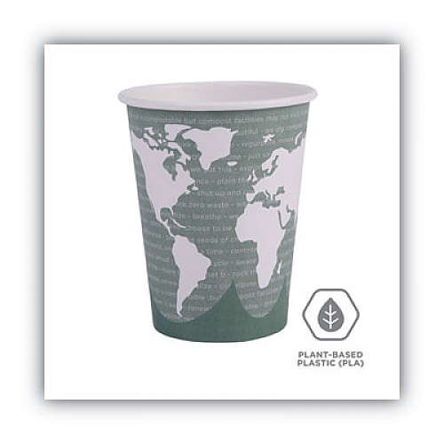 Eco-Products World Art Renewable and Compostable Hot Cups, 12 oz, Gray, 50/Pack, 10 Pack/Carton (EPBHC12WAPKC)