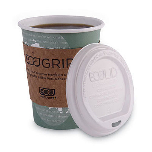 Eco-Products World Art Renewable and Compostable Hot Cups, 12 oz, Gray, 50/Pack, 10 Pack/Carton (EPBHC12WAPKC)