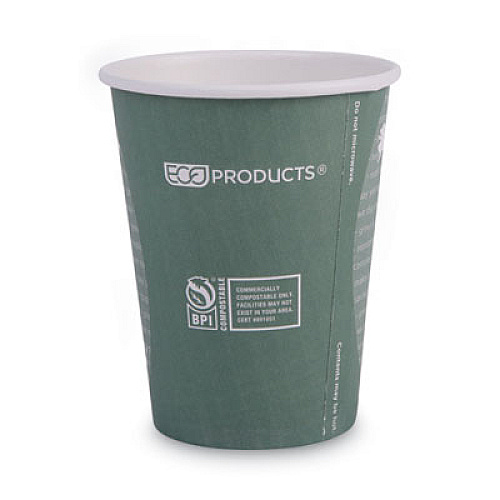 Eco-Products World Art Renewable and Compostable Hot Cups, 12 oz, Gray, 50/Pack, 10 Pack/Carton (EPBHC12WAPKC)