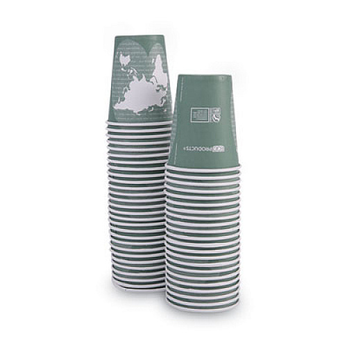 Eco-Products World Art Renewable and Compostable Hot Cups, 12 oz, Gray, 50/Pack, 10 Pack/Carton (EPBHC12WAPKC)