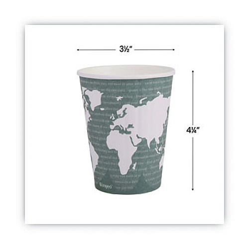 Eco-Products World Art Renewable and Compostable Insulated Hot Cups, 12 oz, Paper, Brown/White, 40/Pack, 15 Packs/Carton (EPBNHC12WD)