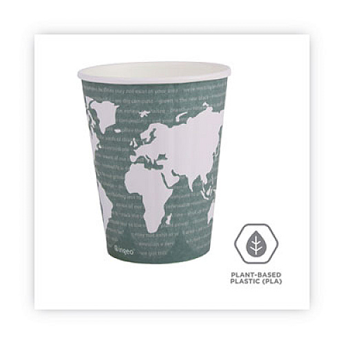 Eco-Products World Art Renewable and Compostable Insulated Hot Cups, 12 oz, Paper, Brown/White, 40/Pack, 15 Packs/Carton (EPBNHC12WD)