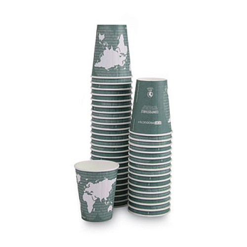 Eco-Products World Art Renewable and Compostable Insulated Hot Cups, 12 oz, Paper, Brown/White, 40/Pack, 15 Packs/Carton (EPBNHC12WD)