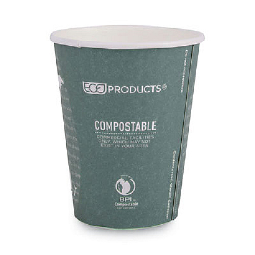 Eco-Products World Art Renewable and Compostable Insulated Hot Cups, 12 oz, Paper, Brown/White, 40/Pack, 15 Packs/Carton (EPBNHC12WD)