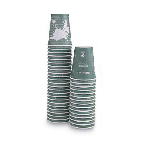 Eco-Products World Art Renewable and Compostable Insulated Hot Cups, 12 oz, Paper, Brown/White, 40/Pack, 15 Packs/Carton (EPBNHC12WD)