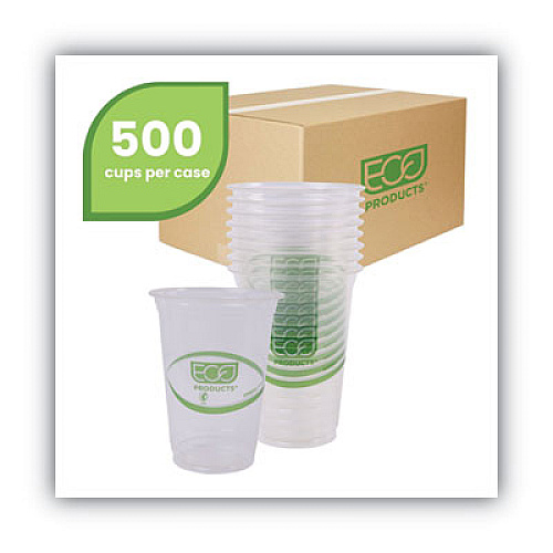Eco-Products GreenStripe Renewable and Compostable Cold Cups Convenience Pack, 16 oz, Clear, 50/Pack, 10 Packs/Carton (EPCC16GSPKCT)