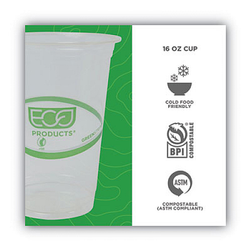 Eco-Products GreenStripe Renewable and Compostable Cold Cups Convenience Pack, 16 oz, Clear, 50/Pack, 10 Packs/Carton (EPCC16GSPKCT)