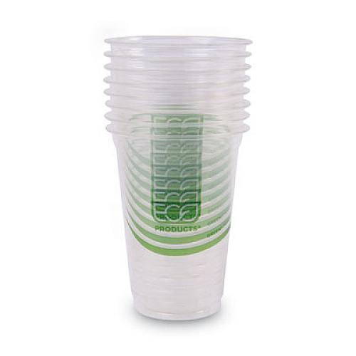 Eco-Products GreenStripe Renewable and Compostable Cold Cups Convenience Pack, 16 oz, Clear, 50/Pack, 10 Packs/Carton (EPCC16GSPKCT)