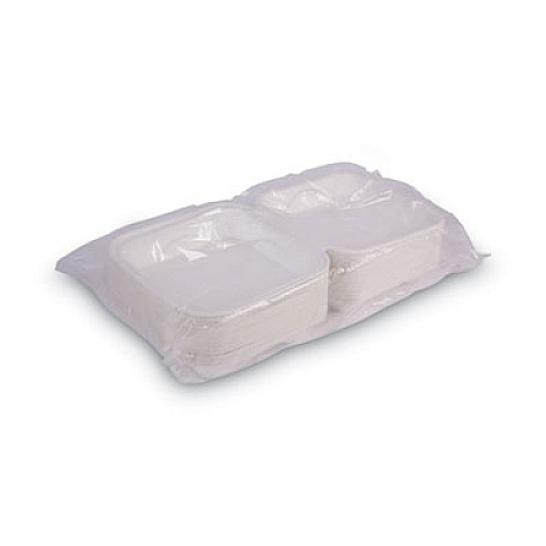 Eco-Products Renewable and Compostable Sugarcane Clamshells, 9 x 9 x 3, White, 50/Pack, 4 Packs/Carton (EPHC91)
