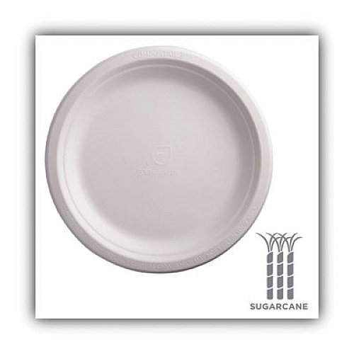 Eco-Products Renewable and Compostable Sugarcane Plates, 9" dia, Natural White, 50/Packs (EPP013PK)