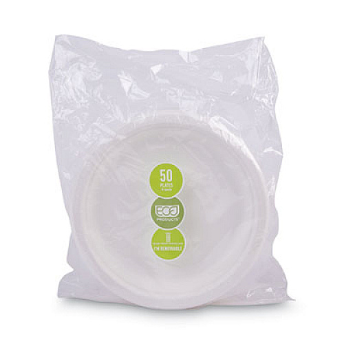 Eco-Products Renewable and Compostable Sugarcane Plates, 9" dia, Natural White, 50/Packs (EPP013PK)