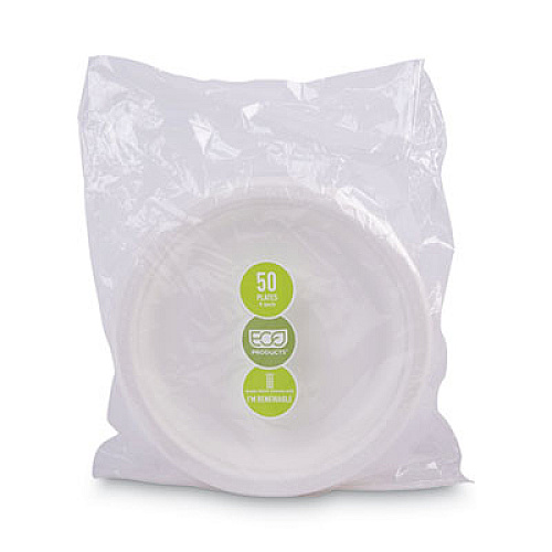 Eco-Products Renewable and Compostable Sugarcane Plates Convenience Pack, 9" dia, Natural White, 50/Pack, 10 Packs/Carton (EPP013PKCT)