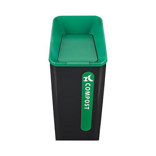 Rubbermaid Commercial Sustain Decorative Refuse with Recycling Lid, 15 gal, Metal/Plastic, Black/Green (2078991)