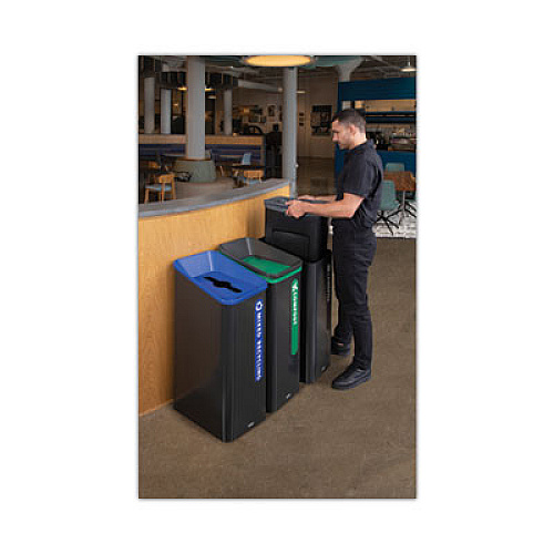Rubbermaid Commercial Sustain Decorative Refuse with Recycling Lid, 15 gal, Metal/Plastic, Black (2078967)