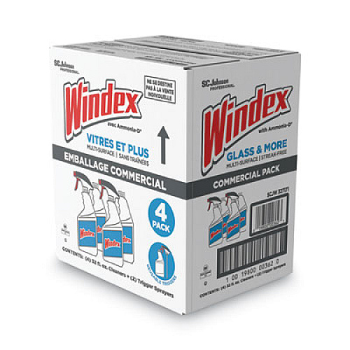 Windex Original Glass Cleaner, Fresh Scent, 32 oz Spray Bottle, 4/Carton (327171)