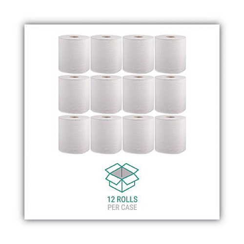 Windsoft Hardwound Roll Towels, 8 x 600 ft, White, 12 Rolls/Carton (WIN1190B)