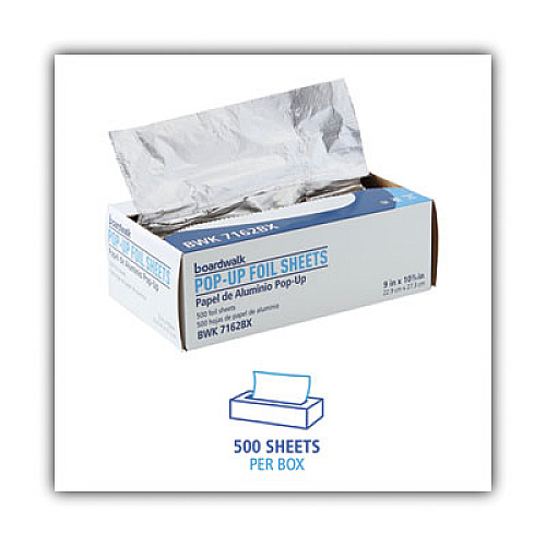 Boardwalk Standard Aluminum Foil Pop-Up Sheets, 9 x 10.75, 500/Box (BWK7162BX)