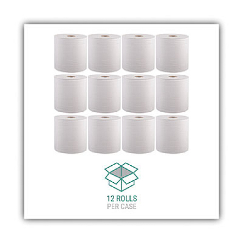 Windsoft Hardwound Roll Towels, 8 x 800 ft, White, 12 Rolls/Carton (WIN1290B)
